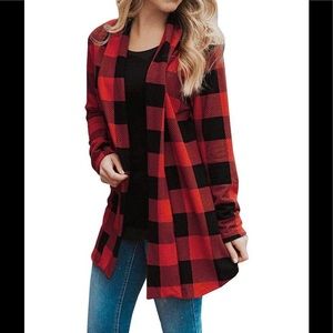 Buffalo plaid kimono cardigan